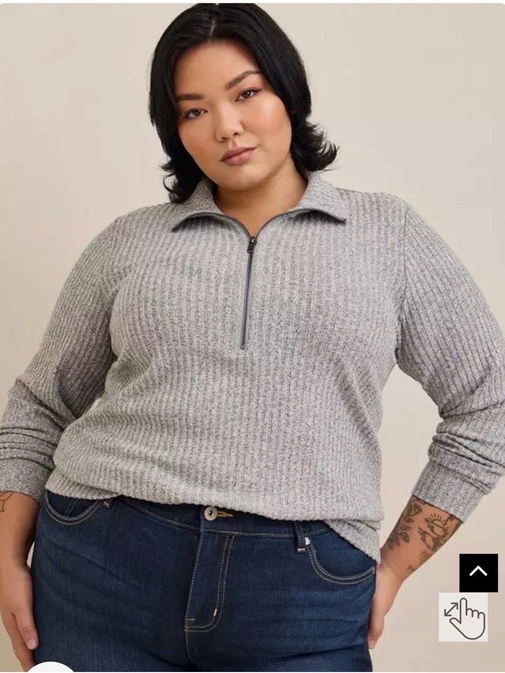 Torrid Heather Gray Half-Zip Ribbed Pullover Sweater 3x